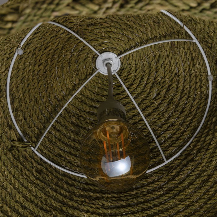 Lámpara Techo Verde 100% Fibra Vegetal 43 X 43 X 52 cm Lámpara Techo Verde 100% Fibra Vegetal 43 X 43 X 52 cm