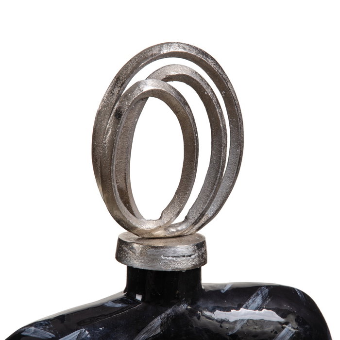 Tibor Negro-Plata Cristal-Metal 28 X 14 X 48 cm