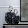 Tibor Negro-Plata Cristal-Metal 28 X 14 X 48 cm