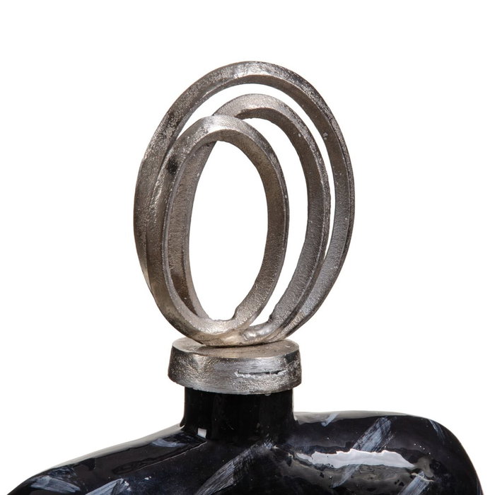 Ixia Tibor Negro-Plata Cristal-Metal 28 x 14 x 48 cm