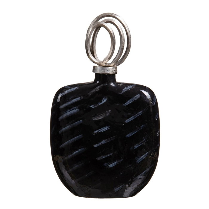 Ixia Tibor Negro-Plata Cristal-Metal 28 x 14 x 48 cm