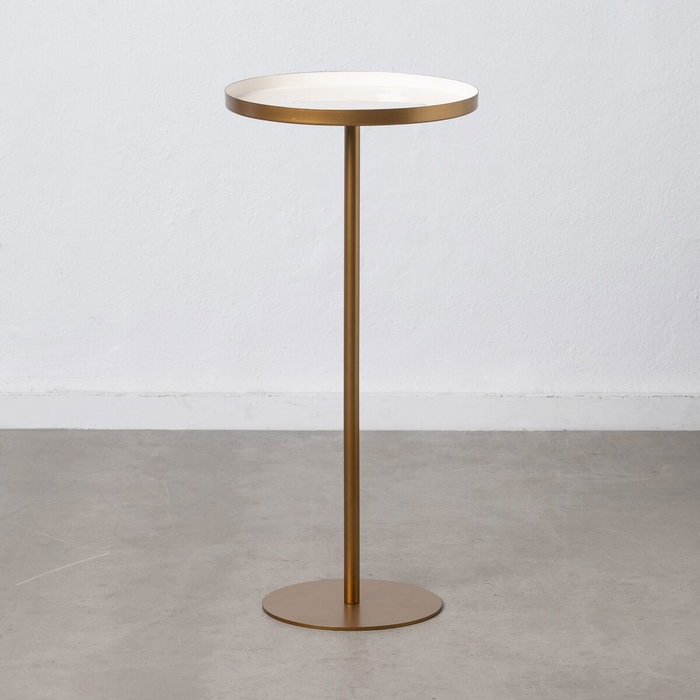 Mesa auxiliar 40 x 40 x 85 cm Dorado Blanco Hierro Mesa auxiliar 40 x 40 x 85 cm Dorado Blanco Hierro