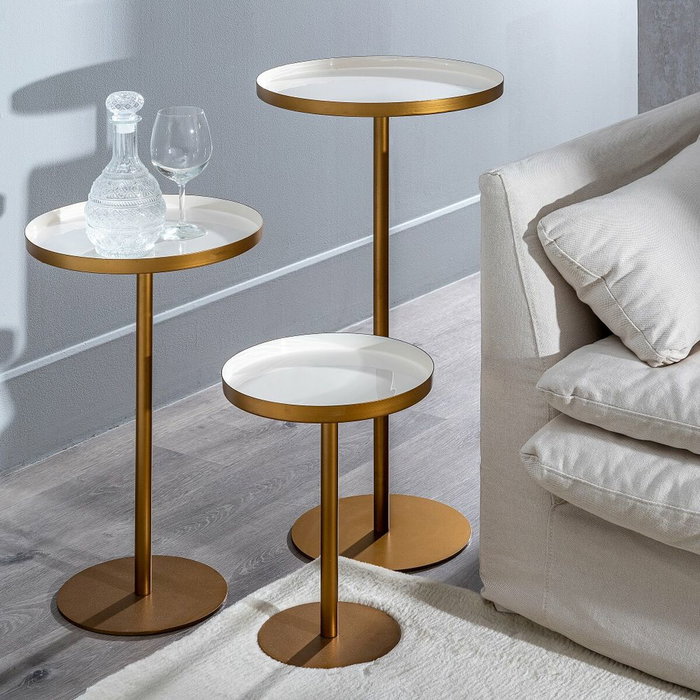 Mesa auxiliar 40 x 40 x 85 cm Dorado Blanco Hierro Mesa auxiliar 40 x 40 x 85 cm Dorado Blanco Hierro
