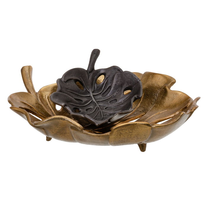 Centro Mesa Hoja Gris Aluminio 17,50 X 13,50 X 5 cm