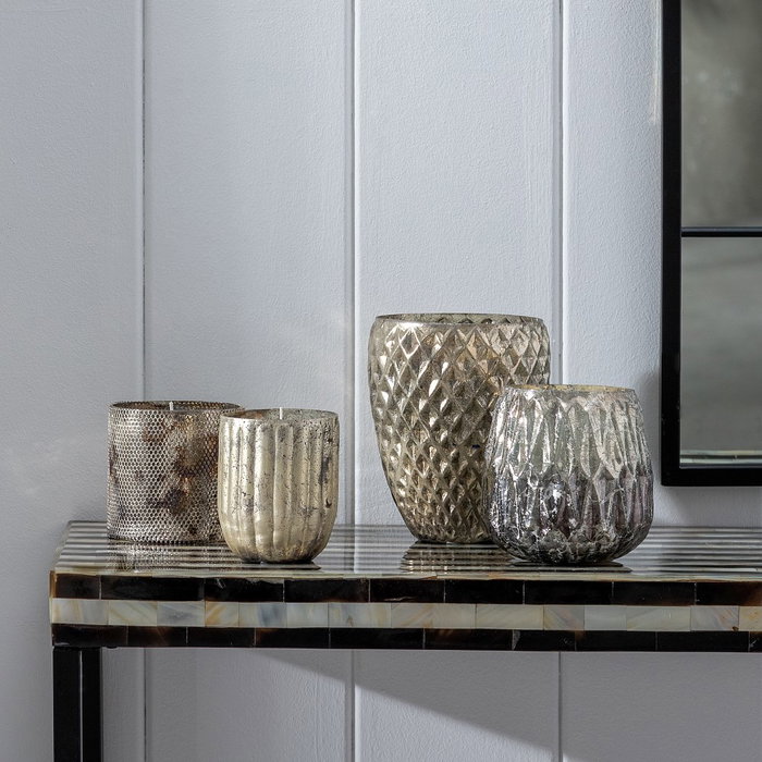 Vela Gris-Plata Cristal Decoración 10 X 10 X 10 cm