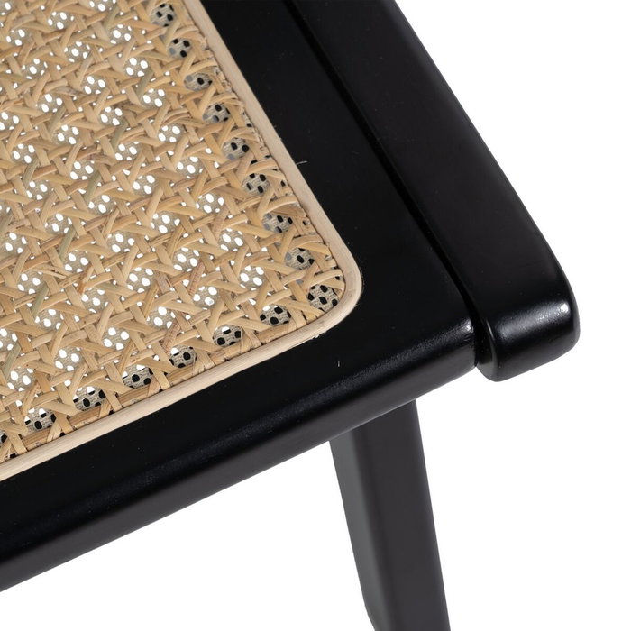 Ixia Sillón de Salón Natural-Negro en Madera y Ratán