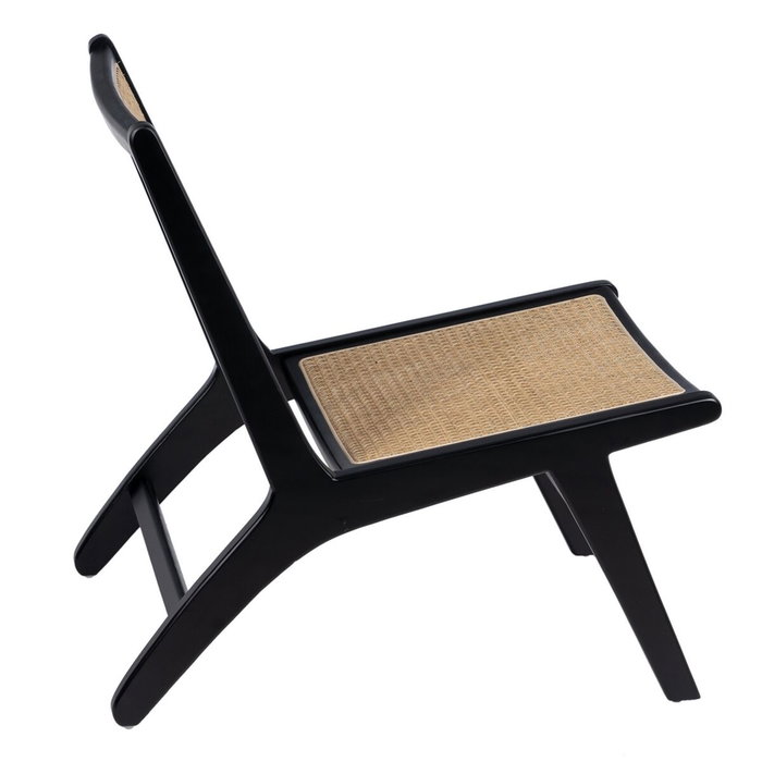 Ixia Sillón de Salón Natural-Negro en Madera y Ratán