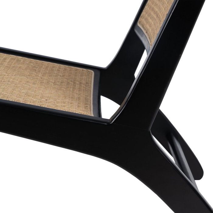 Ixia Sillón de Salón Natural-Negro en Madera y Ratán