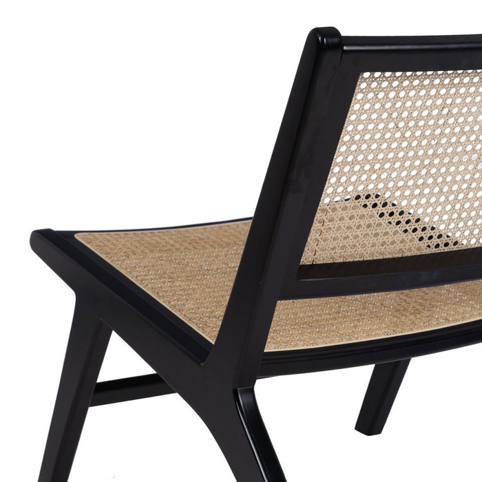 Ixia Sillón de Salón Natural-Negro en Madera y Ratán