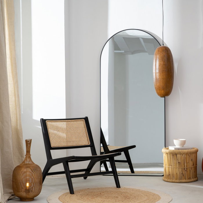 Sillón Natural-Negro Madera-Ratán Salón 60,50 X 73,50 X 72,5 Sillón Natural-Negro Madera-Ratán Salón 60,50 X 73,50 X 72,5