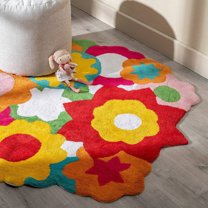 Ixia Alfombra Flores Algodón Infantil 100 cm