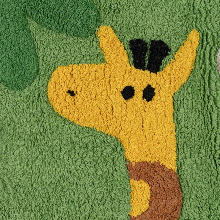 Alfombra Animales Verde Algodón Infantil 135 X 100 cm
