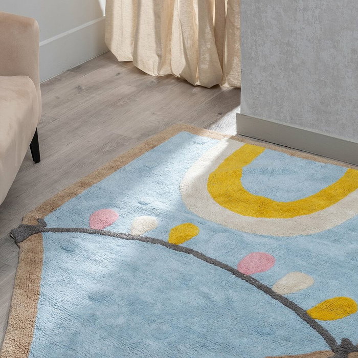 Ixia Alfombra Circo Azul Algodón Infantil 100 x 74 cm