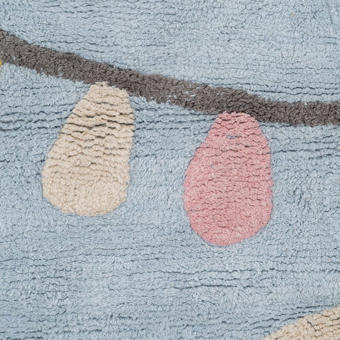 Alfombra Circo Azul Algodón Infantil 150 X 110 cm