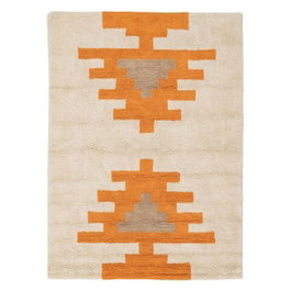 Ixia Alfombra Azteca Blanco-naranja Algodón 135 x 100 cm