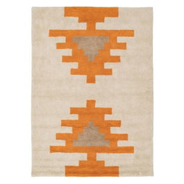 Ixia Alfombra Azteca Blanco-naranja Algodón 160 x 120 cm