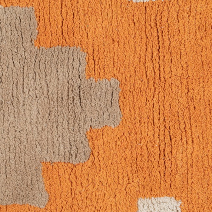 Alfombra Azteca Blanco-Naranja Algodón 160 X 120 cm