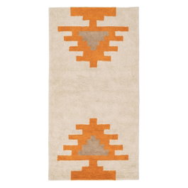 Ixia Alfombra Azteca Blanco-Naranja Algodón 175 x 90 cm