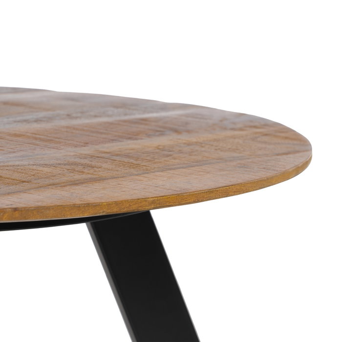 Mesa Centro Natural-Negro Madera-Hierro 80 X 80 X 40 cm