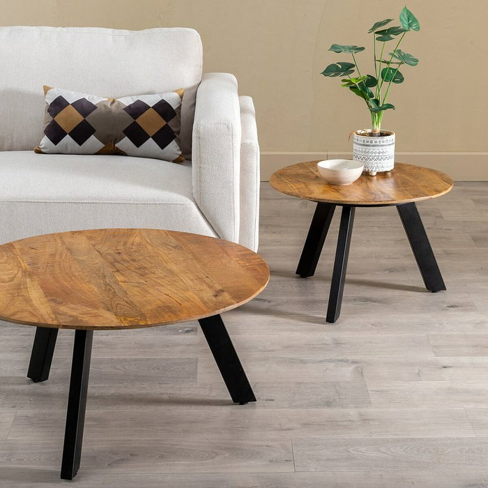 Ixia Mesa de Centro de Madera de Mango y Hierro Natural-Negro Ixia Mesa de Centro de Madera de Mango y Hierro Natural-Negro