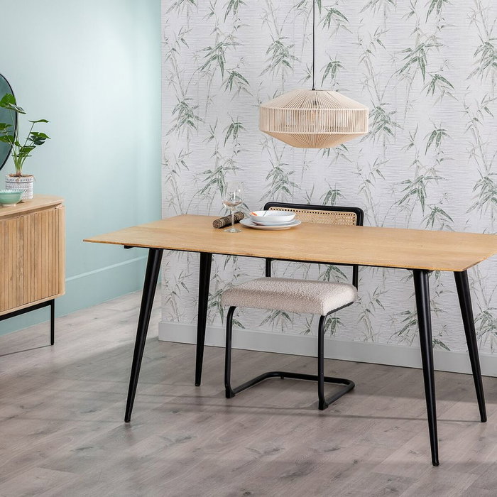 Ixia Mesa de Comedor de Madera de Acacia y Hierro Natural-Negro