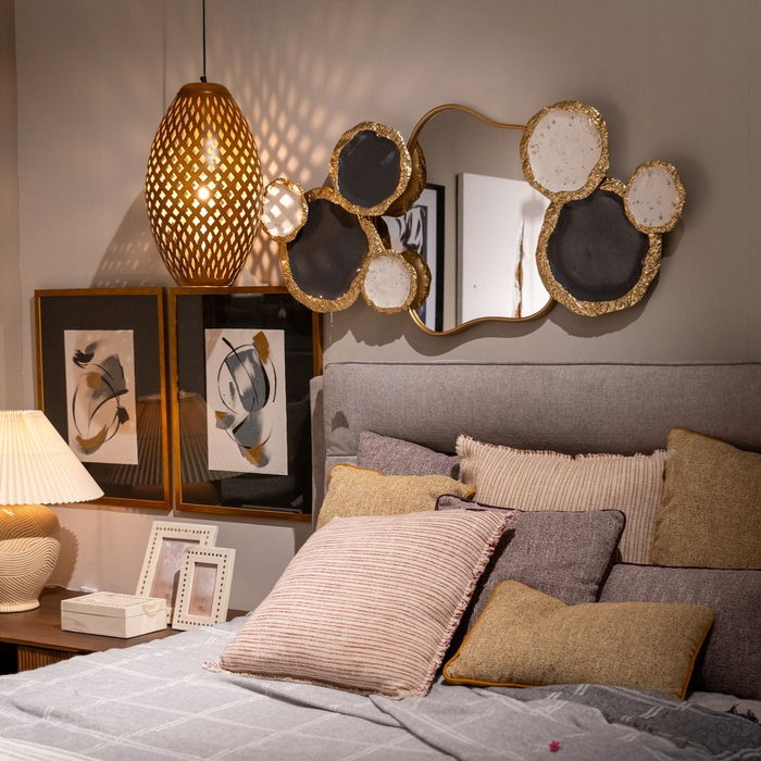 Lámpara Techo Oro Metal Iluminación 30 X 30 X 53 cm