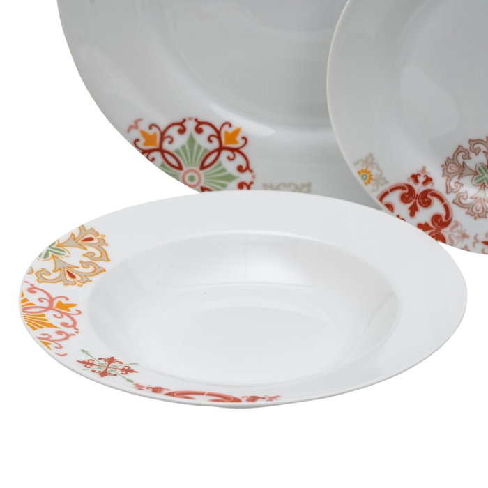 Ixia Vajilla 18 Piezas Burdeos-Mostaza en Porcelana Ixia Vajilla 18 Piezas Burdeos-Mostaza en Porcelana