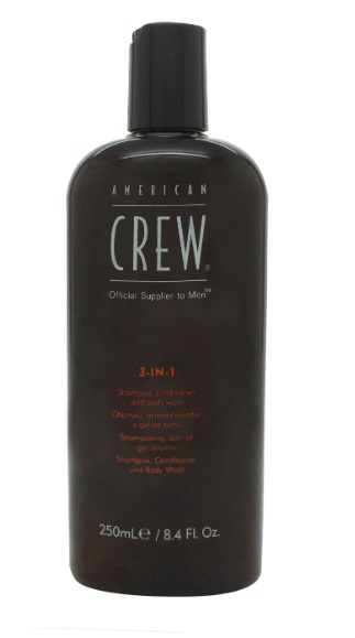 American Crew Crew Classic 3-In-1 Champú, Acondicionador y Gel de Ducha para Hombres, 250 mL