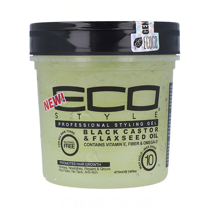 Eco Styler Gel de Peinado con Aceite de Ricino Negro y Linaza, Máxima Fijación, 16Oz/473 ml Eco Styler Gel de Peinado con Aceite de Ricino Negro y Linaza, Máxima Fijación, 16Oz/473 ml