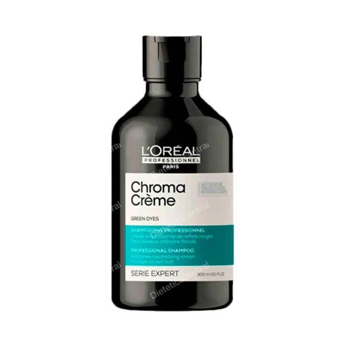L'Oréal Professionnel Paris Chroma Crème Champú Verde 300 ml - Neutraliza reflejos rojizos en cabellos oscuros L'Oréal Professionnel Paris Chroma Crème Champú Verde 300 ml - Neutraliza reflejos rojizos en cabellos oscuros