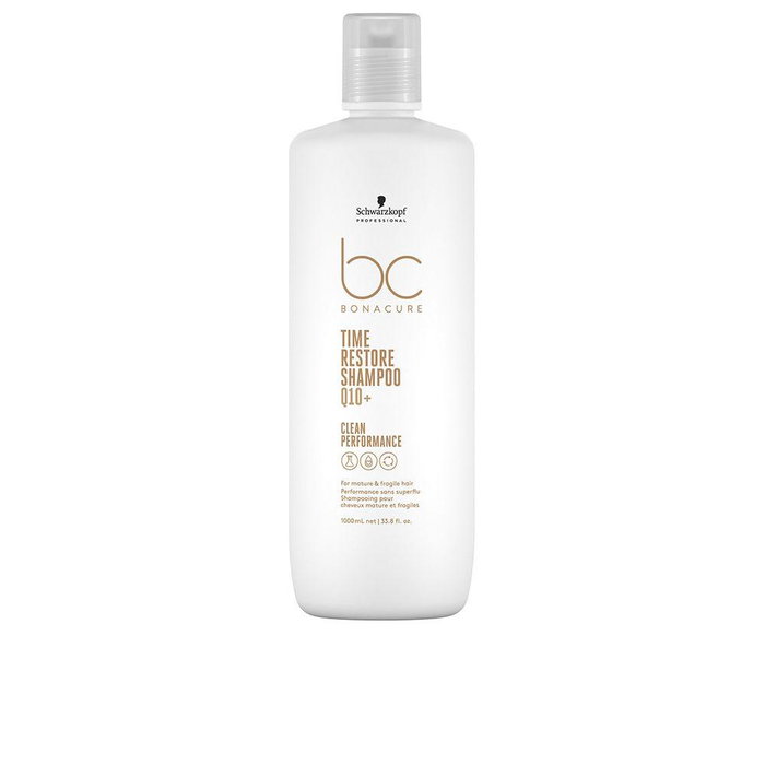 Schwarzkopf Bonacure Time Restore Shampoo Q10+ 1000ml para Cabello Maduro Fortifica y Suaviza