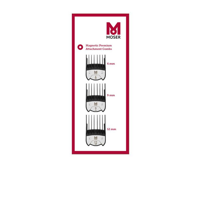 Moser Pack Peines Magnéticos MAGCLICK® 6/9/12 mm para Máquinas de Corte Premium Moser Pack Peines Magnéticos MAGCLICK® 6/9/12 mm para Máquinas de Corte Premium