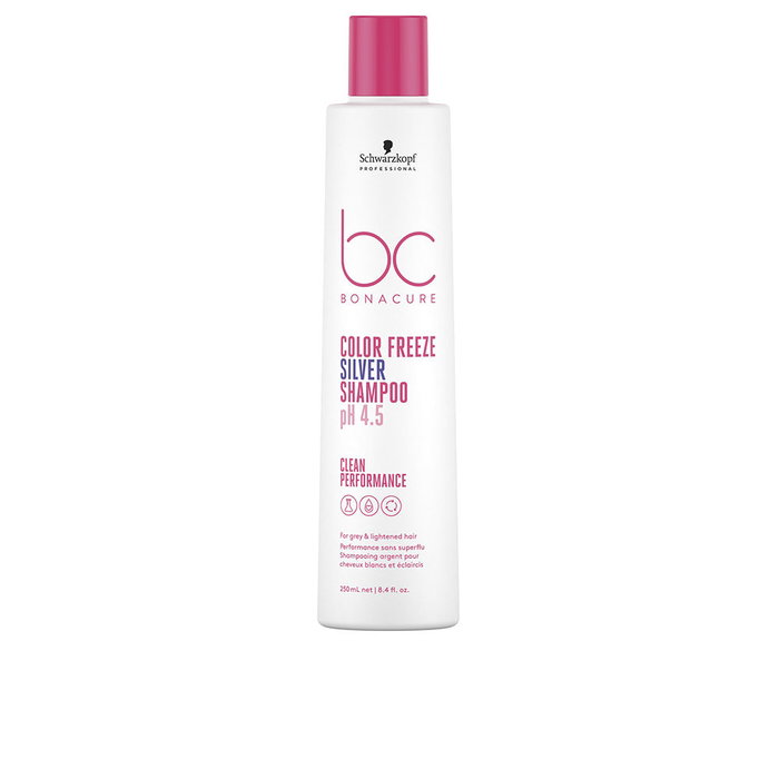 Schwarzkopf Bonacure Color Freeze Silver Shampoo - Champú Pigmentado 250 ml para Cabello Blanco y Aclarado, Neutraliza Tones Amarillos, Vegano y Sin Sulfatos Schwarzkopf Bonacure Color Freeze Silver Shampoo - Champú Pigmentado 250 ml para Cabello Blanco y Aclarado, Neutraliza Tones Amarillos, Vegano y Sin Sulfatos