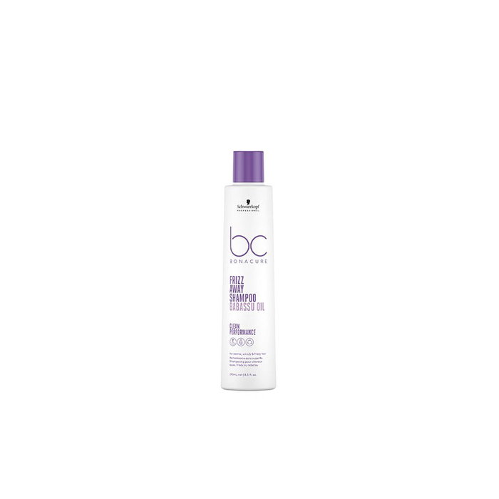 Schwarzkopf BC FRIZZ AWAY Micellar Shampoo 250 ml Babassu Oil de Bonacure Frizz Away la línea de cuidado capilar vegana para el control del encrespamiento. Esta fórmula micelar es ideal para cabellos rebeldes, gruesos o con textura, proporcionando una limpieza delicada y un brillo intenso.<ul><li>Control antiencrespamiento hasta 72 horas</li><li>Libre de sulfatos SLS/SLES, siliconas y colorantes artificiales</li><li>Fórmula vegana</li><li>Mejora la manejabilidad y suaviza la superficie capilar</li><li>Ingredientes principales: Keratina y Aceite de Semilla de Albaricoque</li></ul><p>Modo de empleo: Aplicar el champú sobre el cabello mojado, masajear suavemente y enjuagar bien.</p>