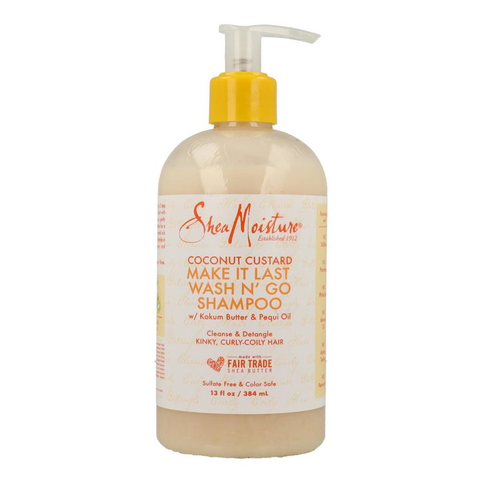 Shea Moisture Coconut Custard Make It Last Wash N'Go Shampoo Cabello Afro 384ml