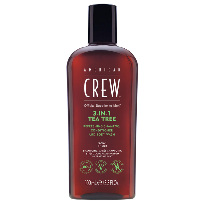 American Crew TEA TREE 3 en 1 Champú, Acondicionador y Gel de Ducha 250 ml