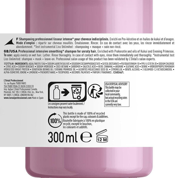 L'Oréal Professionnel Paris Liss Unlimited Champú 300 ml L'Oréal Professionnel Paris Liss Unlimited Champú 300 ml