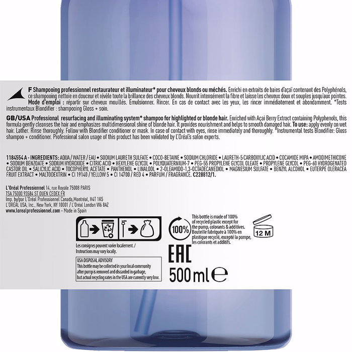 L'Oréal Professionnel Paris Blondifier Gloss Champú 500 ml