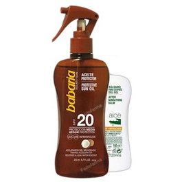 BABARIA Aceite Protector Solar SPF 20 Coco y Bálsamo After Sun - Protección e Hidratación