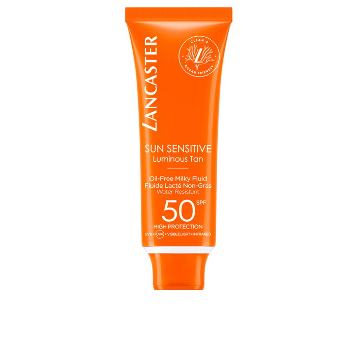 Lancaster Protector Solar Facial Sun Sensitive Oil-Free Milky Fluid SPF50 - Para Piel Sensible, Textura Ligera y Fresca, 50 ml Lancaster Protector Solar Facial Sun Sensitive Oil-Free Milky Fluid SPF50 - Para Piel Sensible, Textura Ligera y Fresca, 50 ml