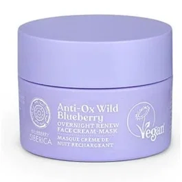 Natura Siberica Anti-Ox Wild Blueberry Crema Mascarilla Facial de Noche 50 ml - Antioxidante con Coenzima Q10 y Arándano