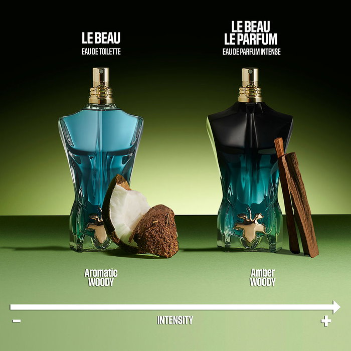 Jean Paul Gaultier Le Beau Le Parfum - Eau de Parfum Intenso para Hombre, 75 ml, Fragancia Amaderada de Ámbar, Vaporizador