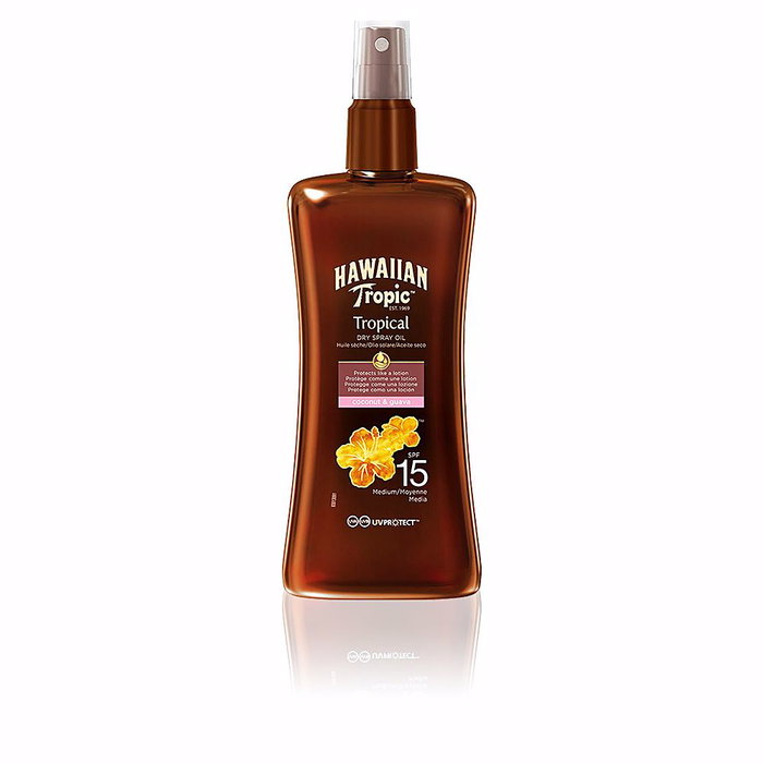 Hawaiian Tropic Protector Solar Aceite Seco en Spray SPF15, Fragancia Coconut & Guava, 200 ml Hawaiian Tropic Protector Solar Aceite Seco en Spray SPF15, Fragancia Coconut & Guava, 200 ml