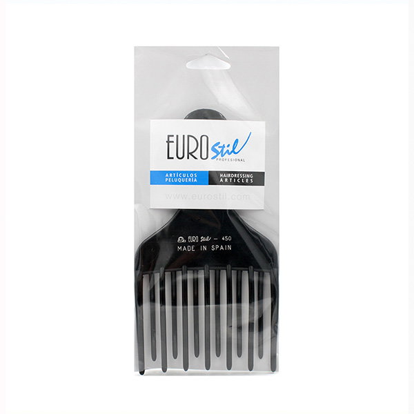 EUROSTIL Peine Ahuecador Profesional Doble Púa 13cm Negro