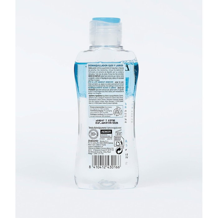 Babaria Desmaquillante Bifásico Ojos y Labios con Extracto de Algodón 100 ml Babaria Desmaquillante Bifásico Ojos y Labios con Extracto de Algodón 100 ml