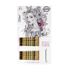 Eurostil Clips Cabello Doble Onda Bronze 24 Unidades