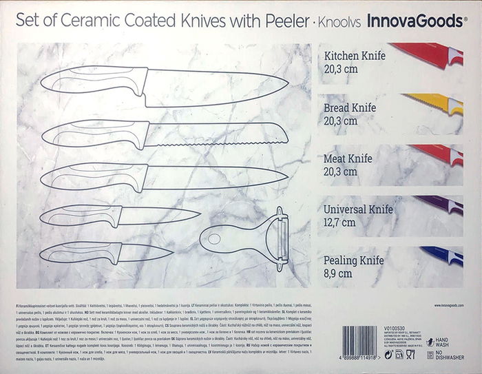 Inde Juego De Cuchillos Ceramicos Y Pelador 37 x 24 x 4 cm (8 Unidades)