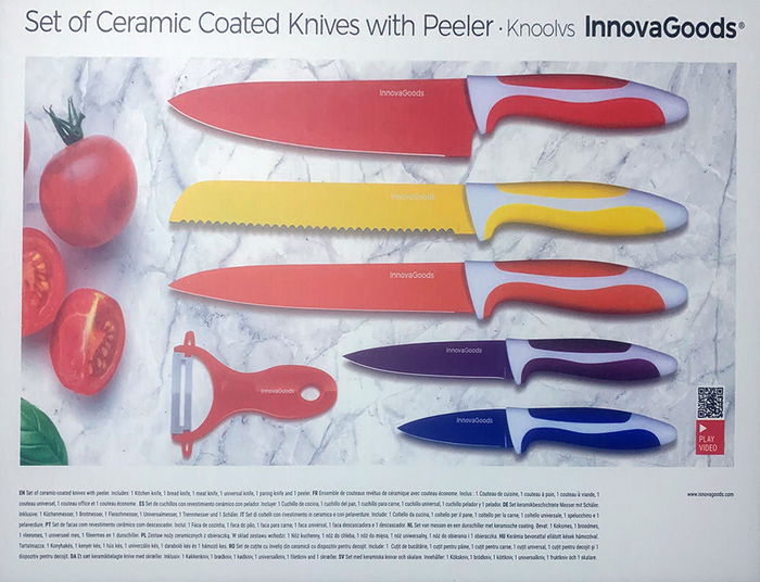 Inde Juego De Cuchillos Ceramicos Y Pelador 37 x 24 x 4 cm (8 Unidades)