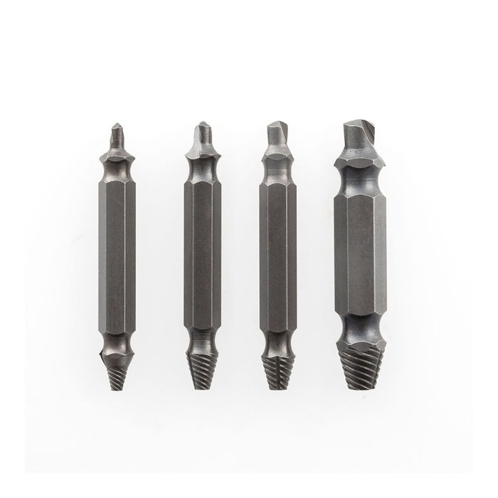Innovagoods Brocas Extractoras de Tornillos Dañados, Pack 4 uds, Acero Templado, Para Tornillos 4-7/5mm, 8-10/6mm, 11-14/8mm, 16-24/10mm