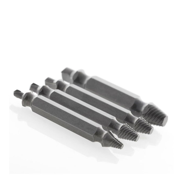 Innovagoods Brocas Extractoras de Tornillos Dañados, Pack 4 uds, Acero Templado, Para Tornillos 4-7/5mm, 8-10/6mm, 11-14/8mm, 16-24/10mm